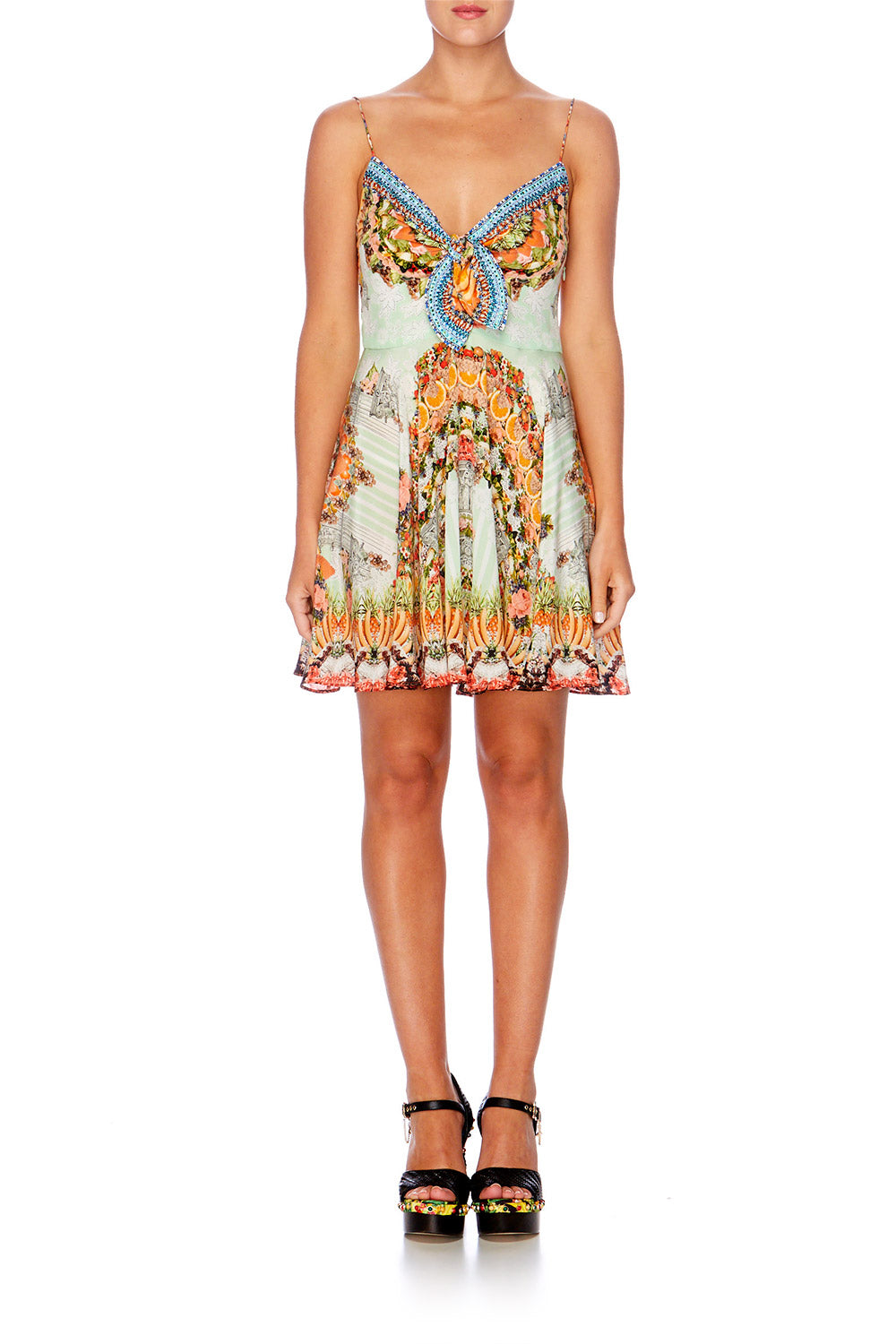 SLICE OF PARADISE SHORT DRESS W TIE FRONT