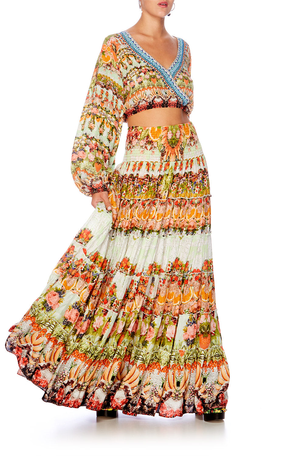 CAMILLA SAMBA SALADA TIERED MAXI SKIRT