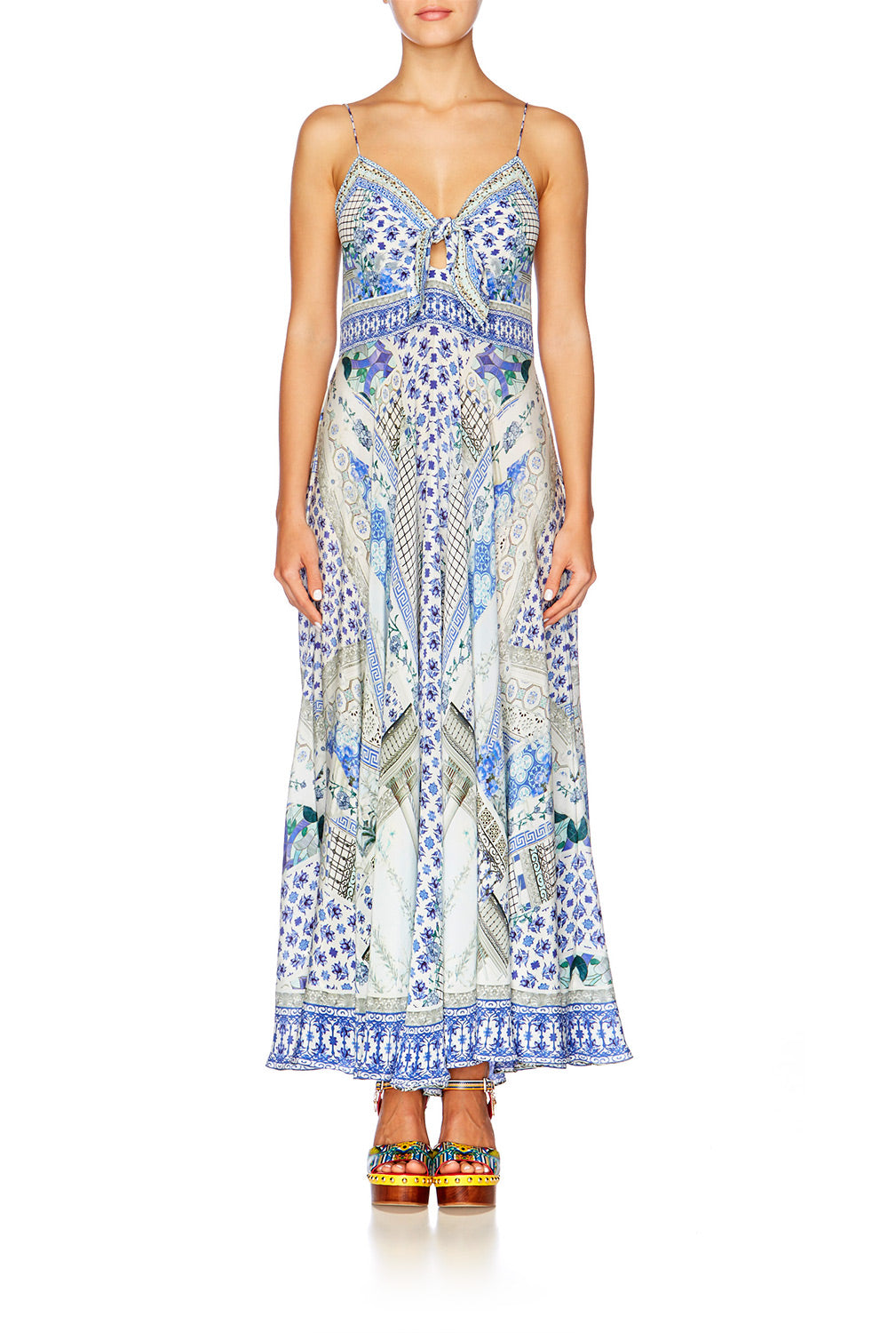 SALVADOR SUMMER LONG DRESS WITH TIE FRONT