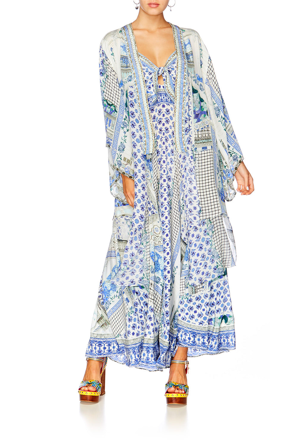 SALVADOR SUMMER LONG DRESS WITH TIE FRONT
