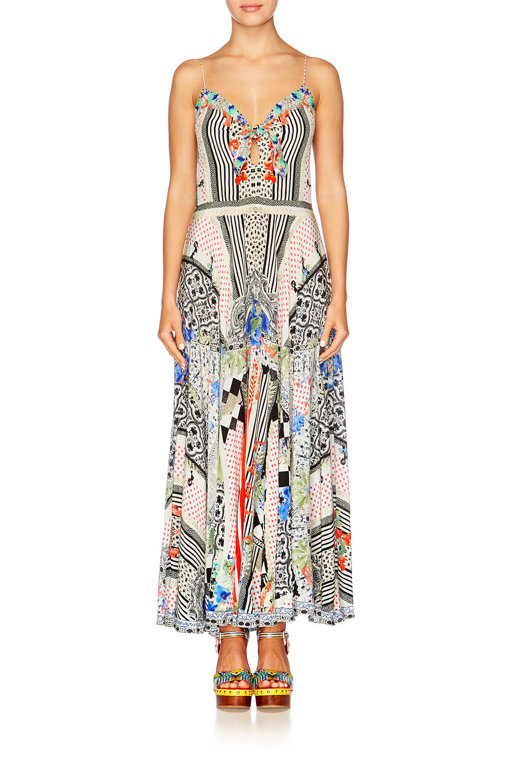 MEET ME HERE LONG DRESS WITH TIE FRONT