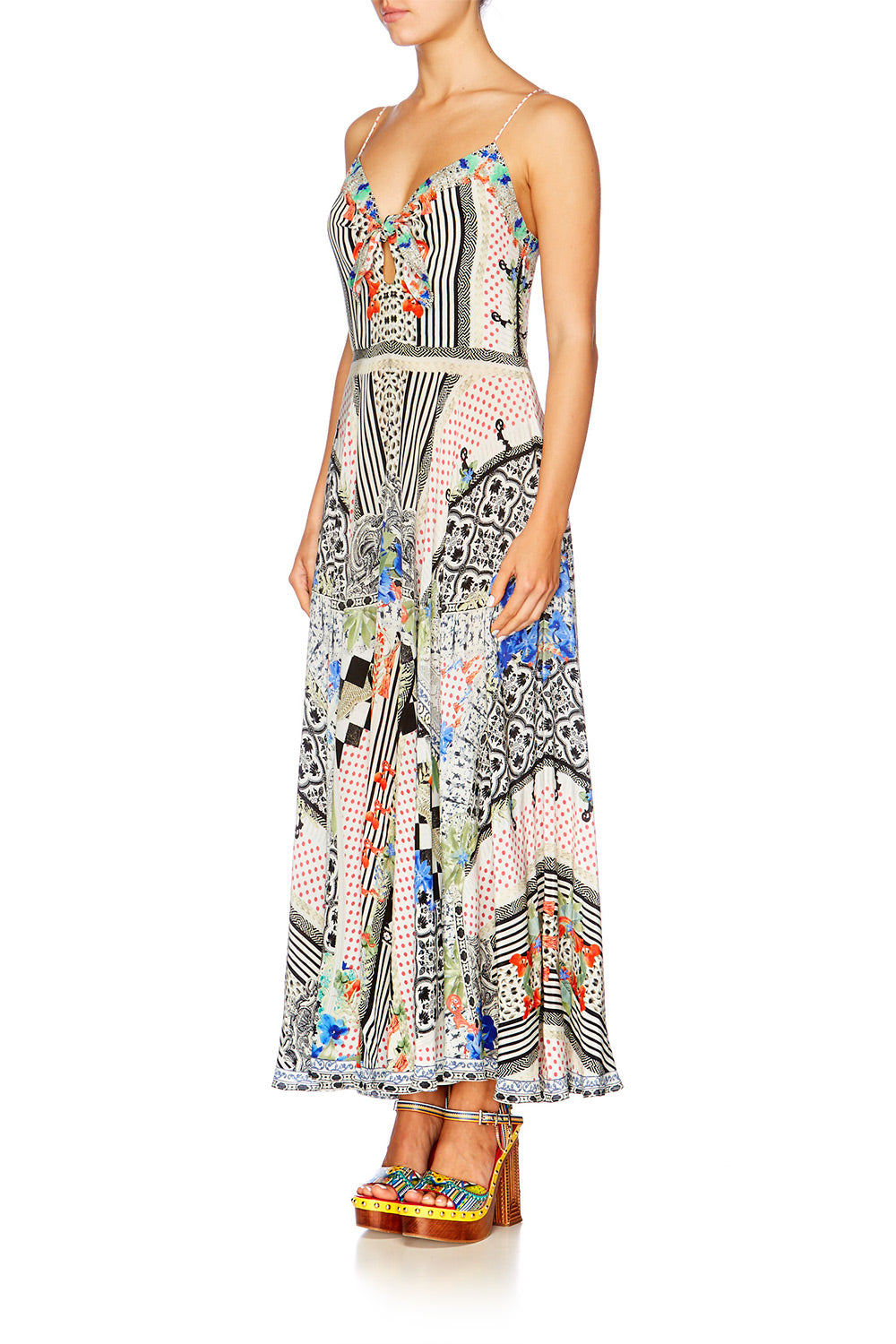 MEET ME HERE LONG DRESS WITH TIE FRONT