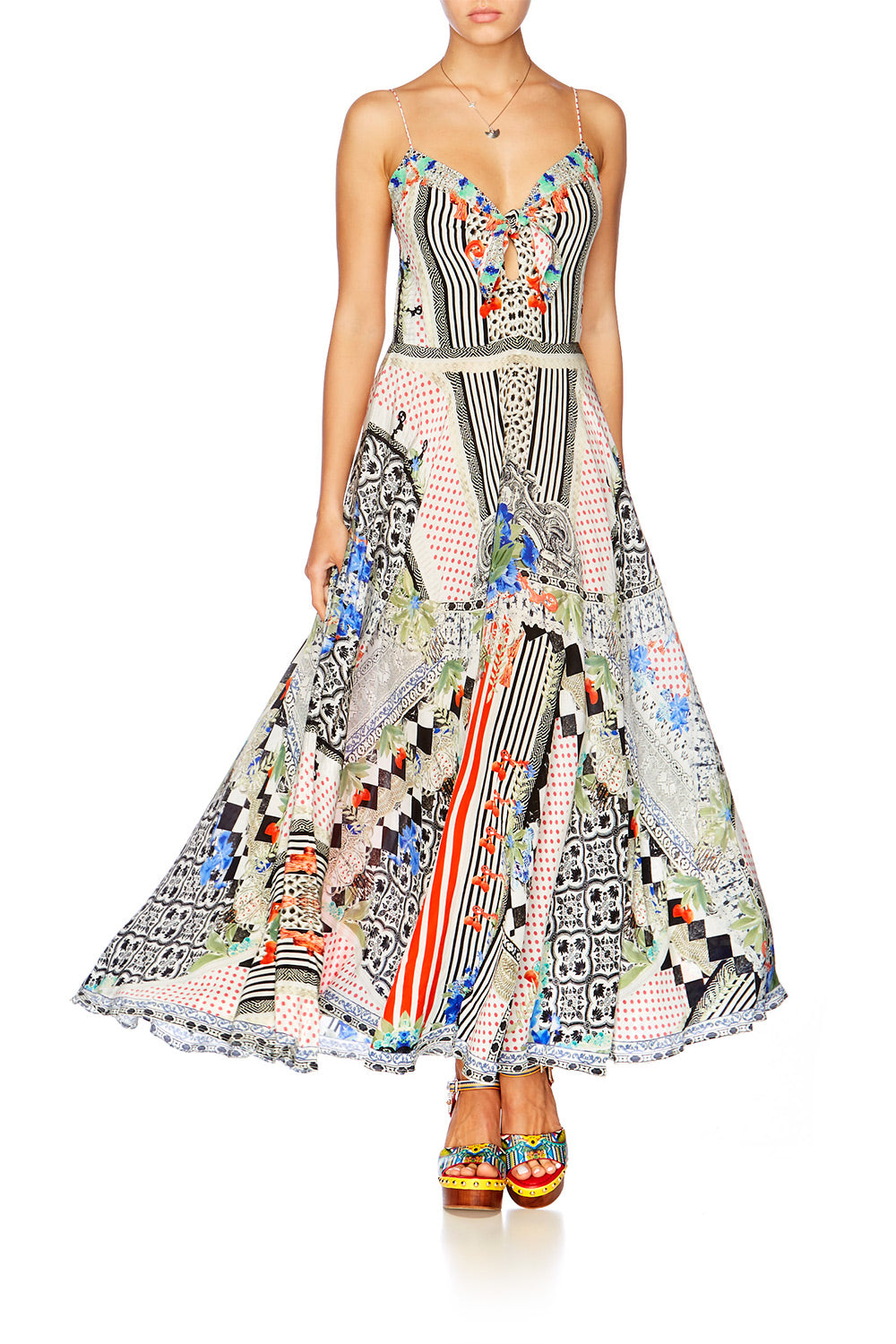 MEET ME HERE LONG DRESS WITH TIE FRONT