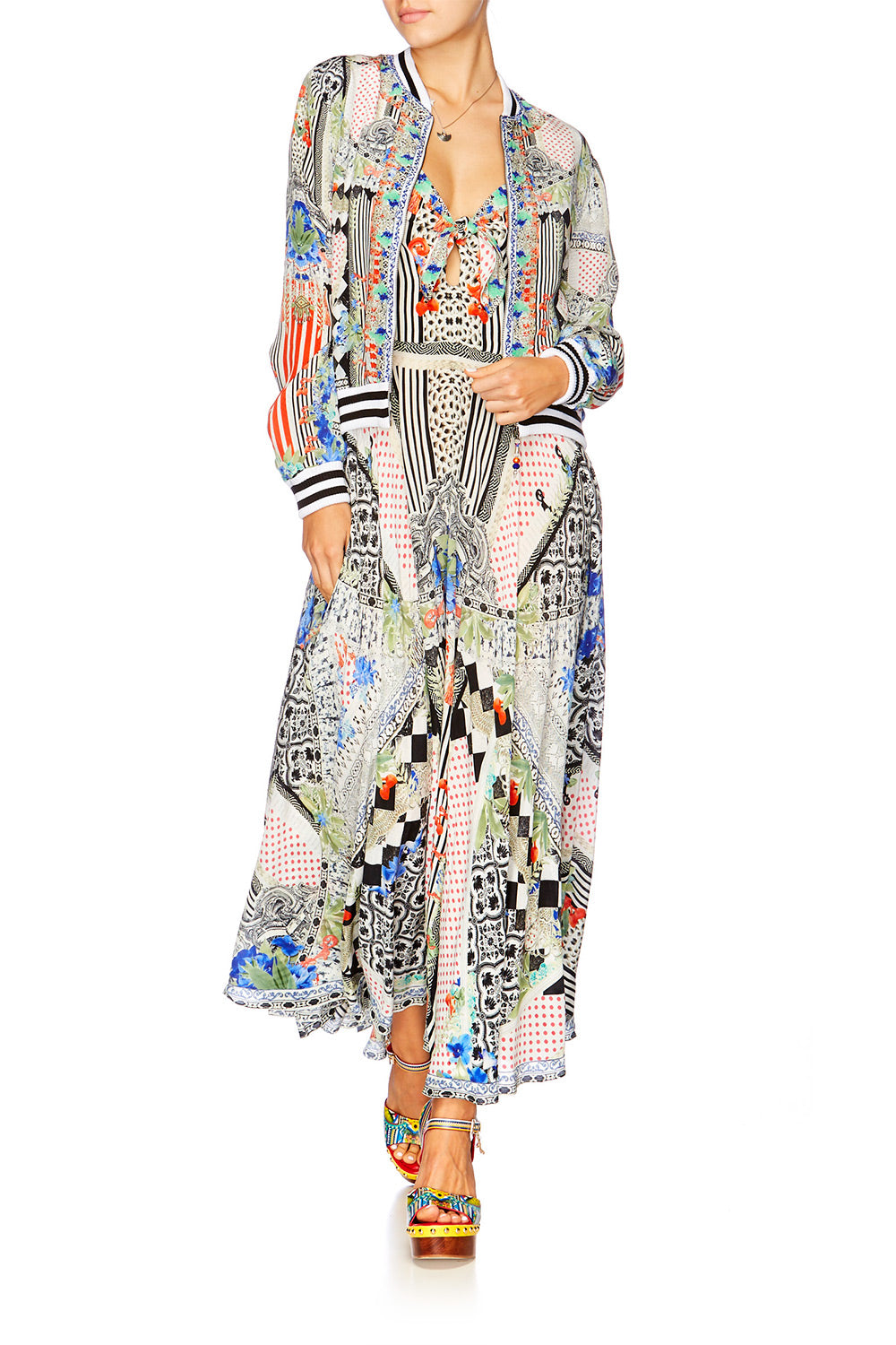 MEET ME HERE LONG DRESS WITH TIE FRONT