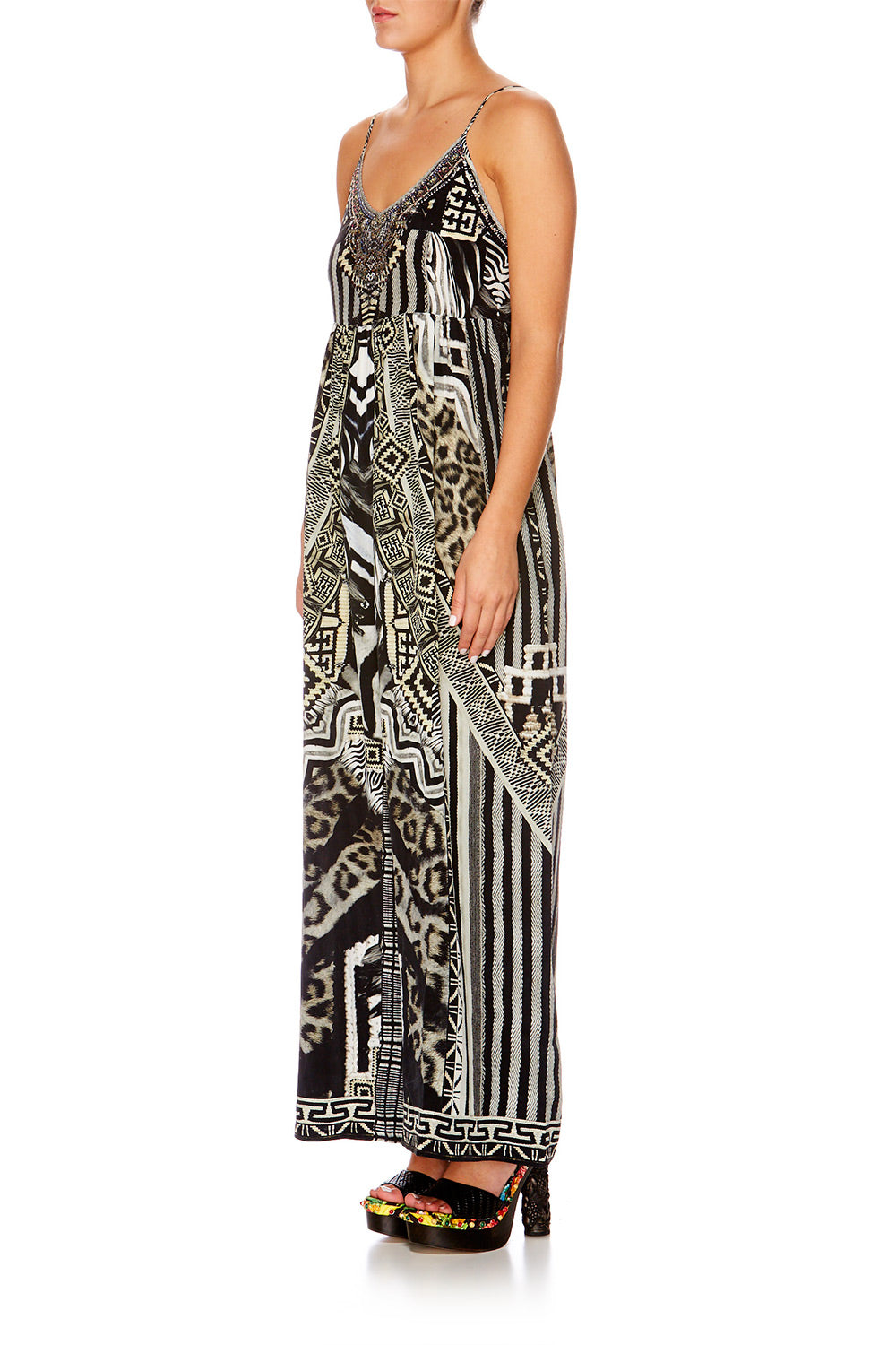 TRIBAL THEORY GATHERED WIDE LEG JUMPSUIT