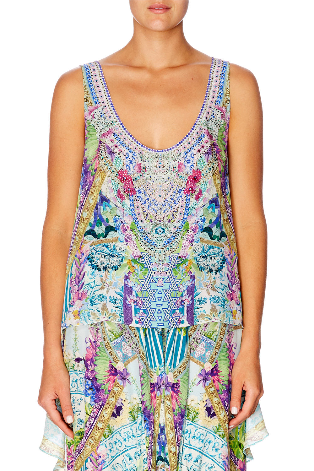 CAMILLA SALVADOR FIELDS FOREVER SCOOP NECK TOP WITH LONG BACK