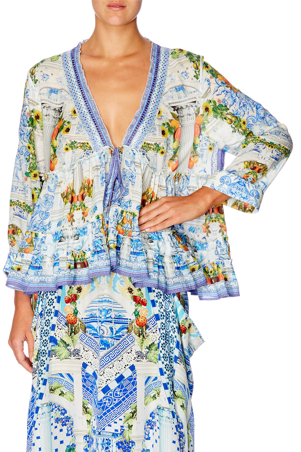 CAMILLA COME AS YOU ARE FRILL BLOUSE W 34 SLEEVE