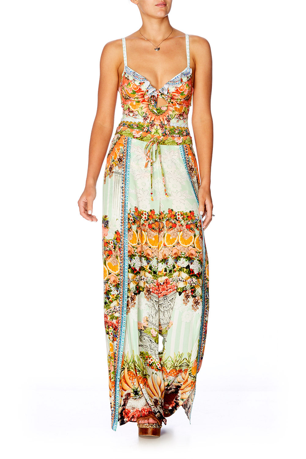 CAMILLA SLICE OF PARADISE SPLIT PANT W DRAWSTRING WAIST