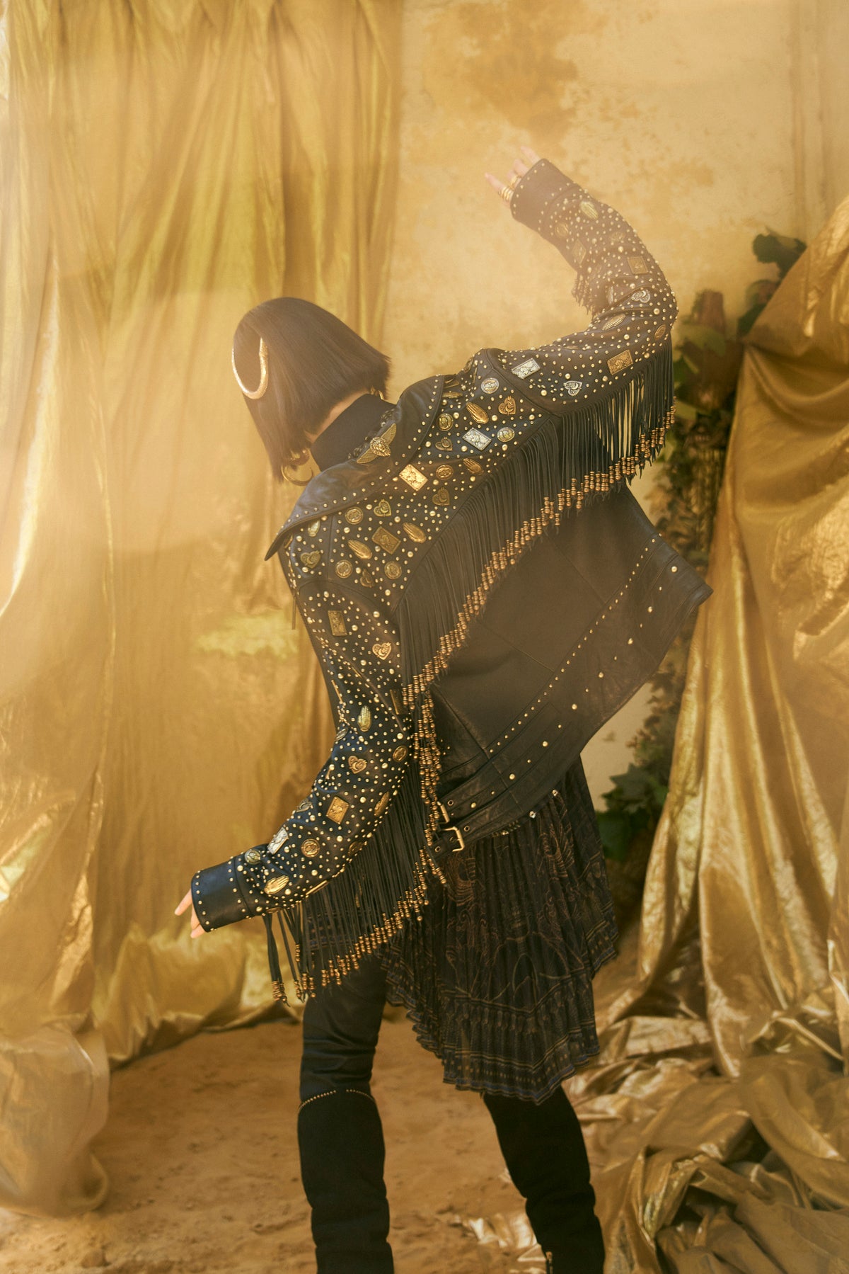 STUDDED BIKER JACKET COBRA KING