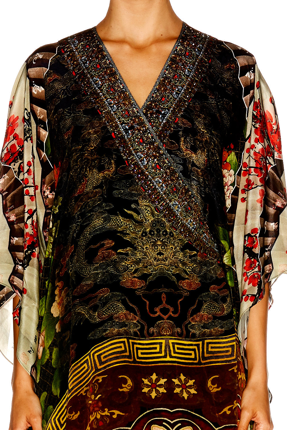 GATHERING DUSK WRAP TIE LONG SLEEVE KAFTAN