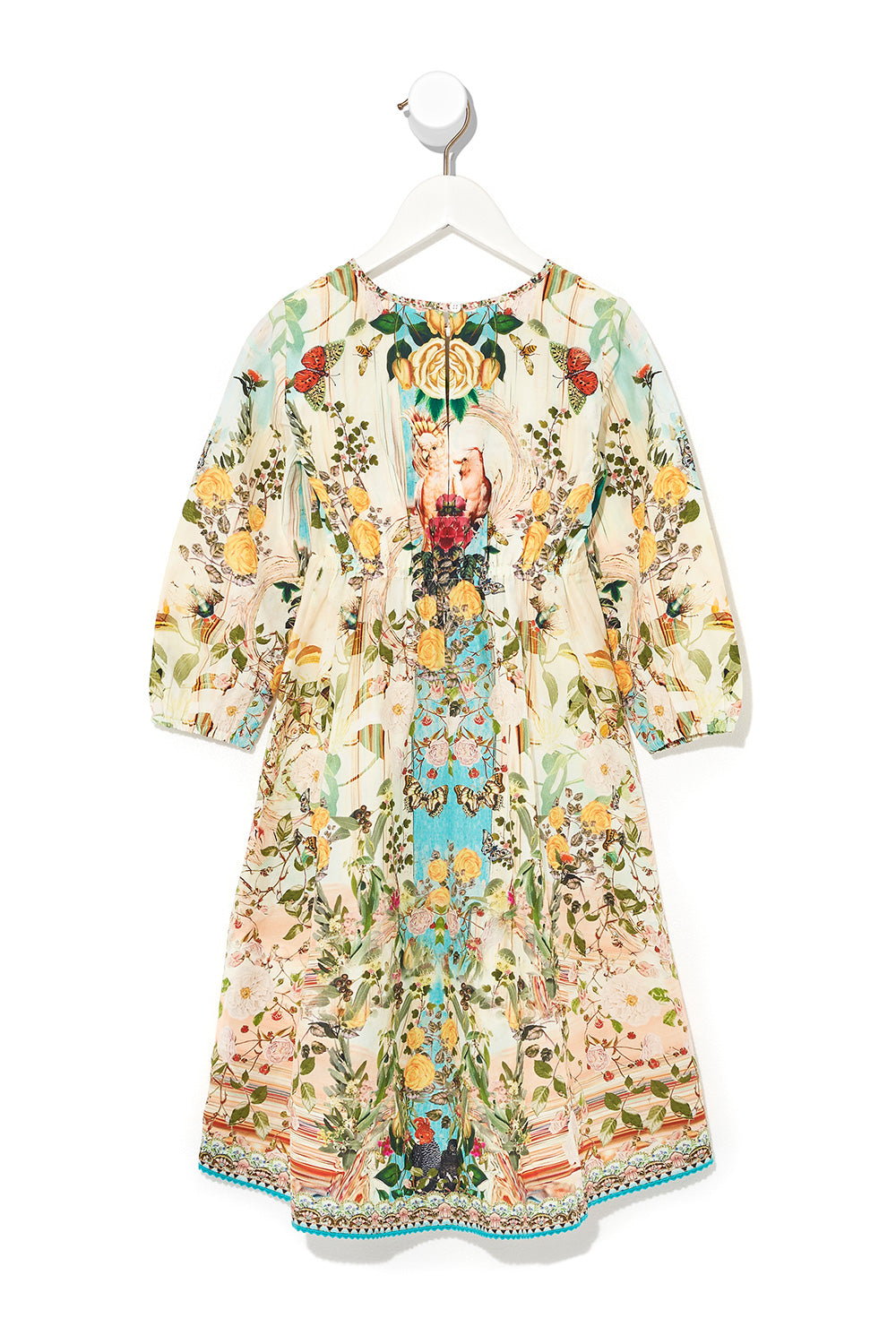 KIDS LONG SLEEVE KEYHOLE DRESS TEA AND HONEY