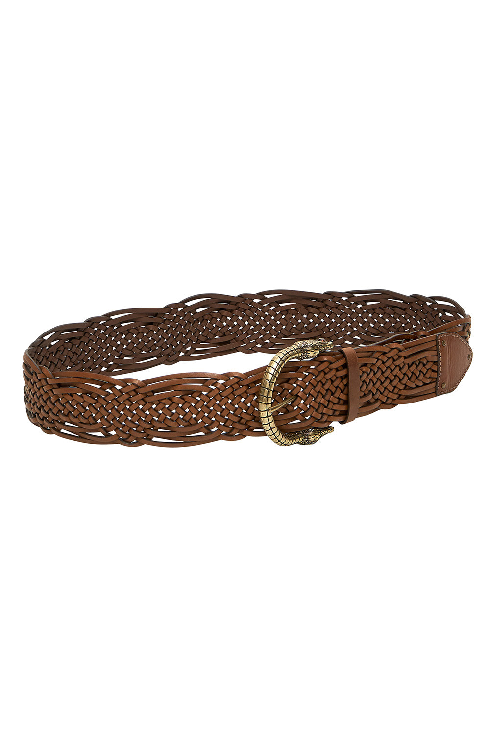 WOVEN LEATHER BELT TAN