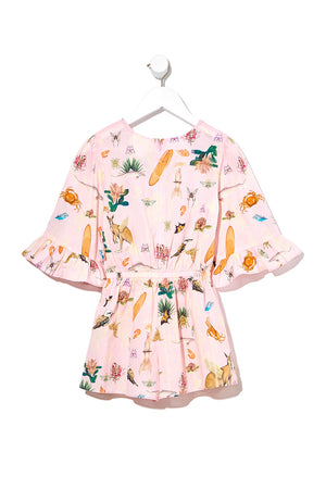 KIDS PLAYSUIT WITH FRILL SLEEVE OVER THE RAINBOW