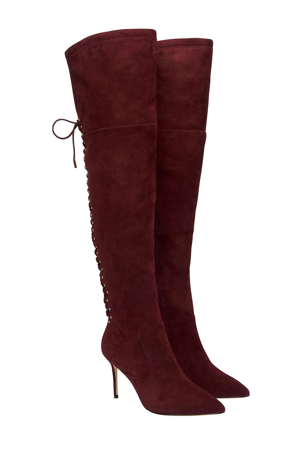 LACED THIGH HIGH BOOT BURGUNDY