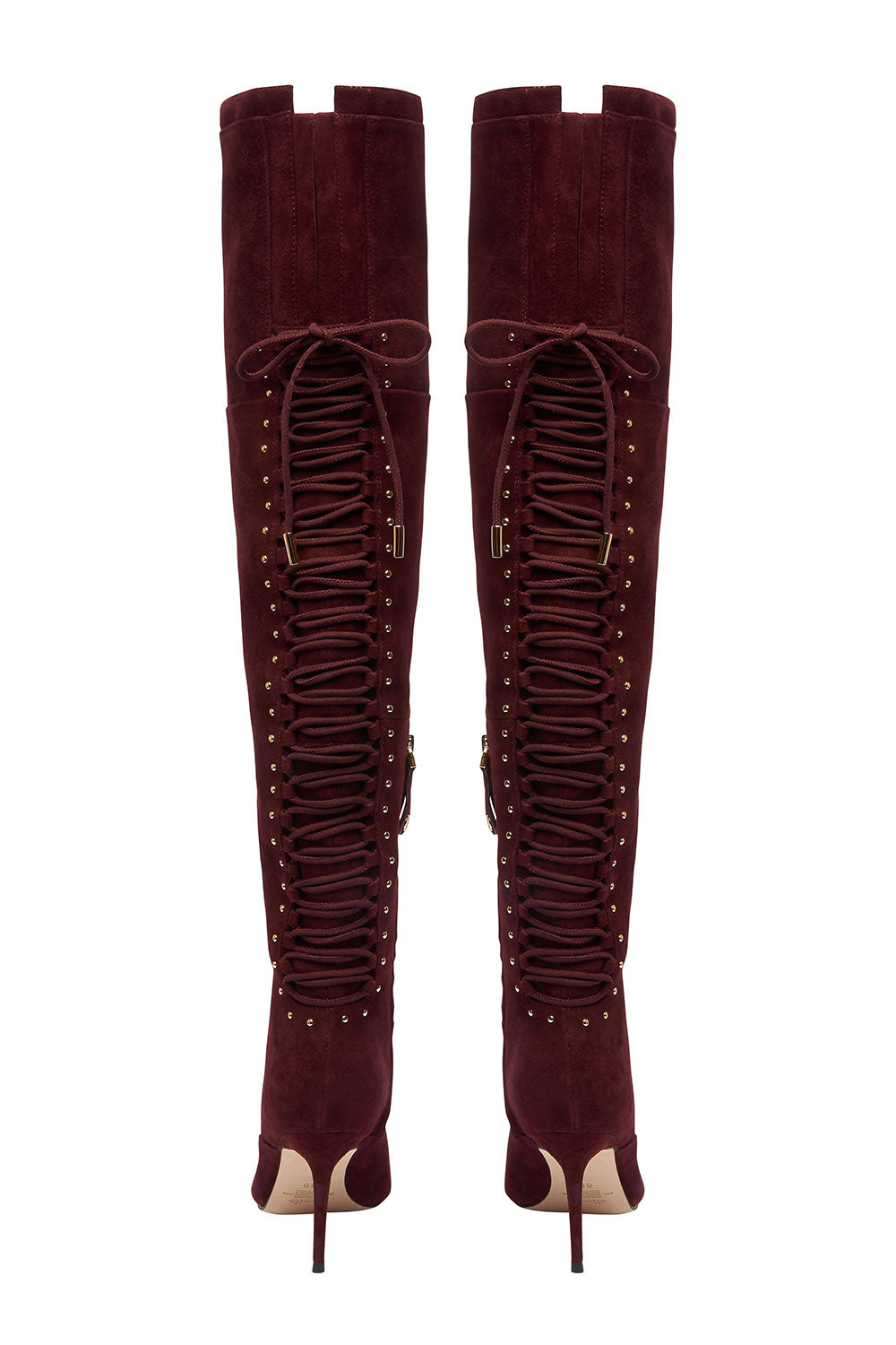 LACED THIGH HIGH BOOT BURGUNDY