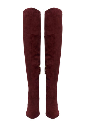 LACED THIGH HIGH BOOT BURGUNDY