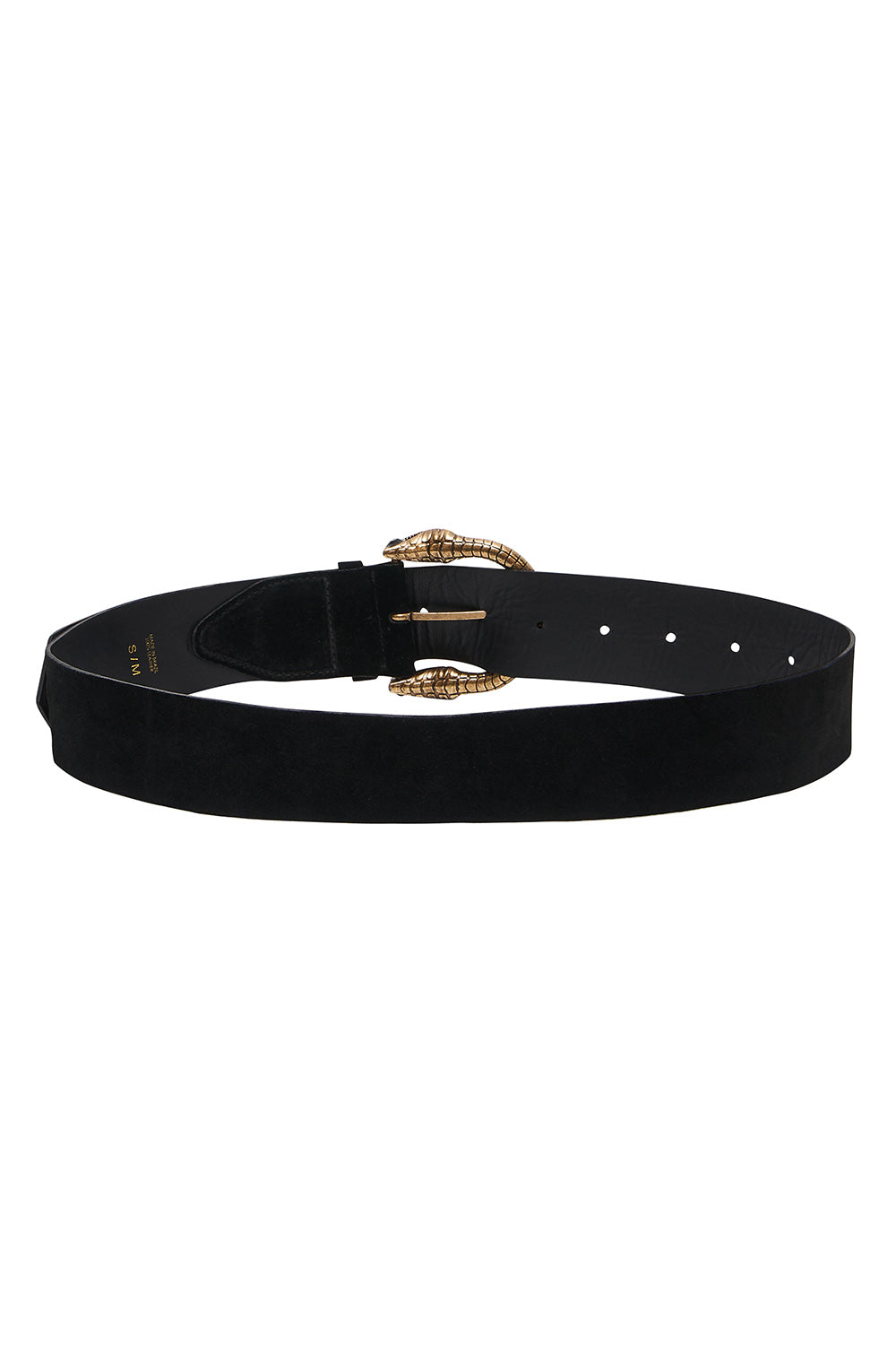 LONG SUEDE BUCKLE BELT SOLID BLACK