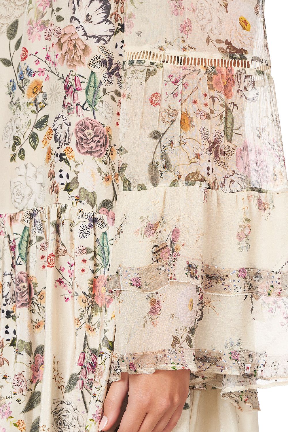 OFF SHOULDER DRESS WITH SMOCKING PHOENIX FLOWER