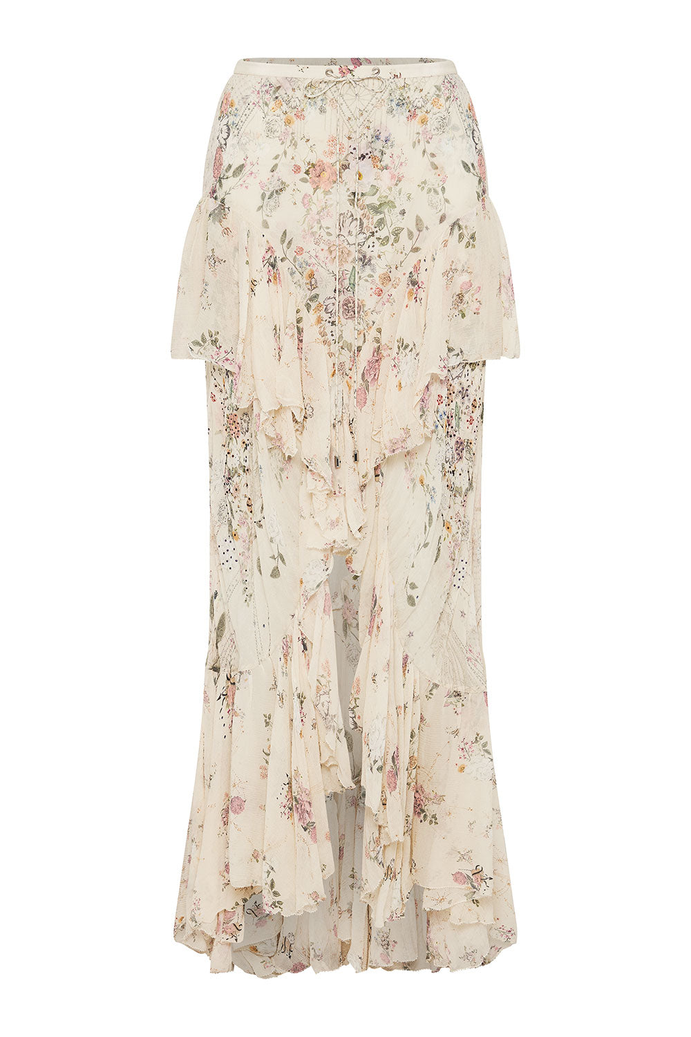 MAXI SKIRT WITH DOUBLE FRILL PHOENIX FLOWER