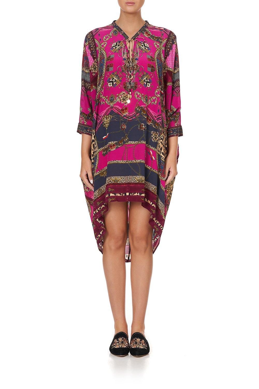 V-NECK DRESS WITH DRAPED BACK DINING HALL DARLING