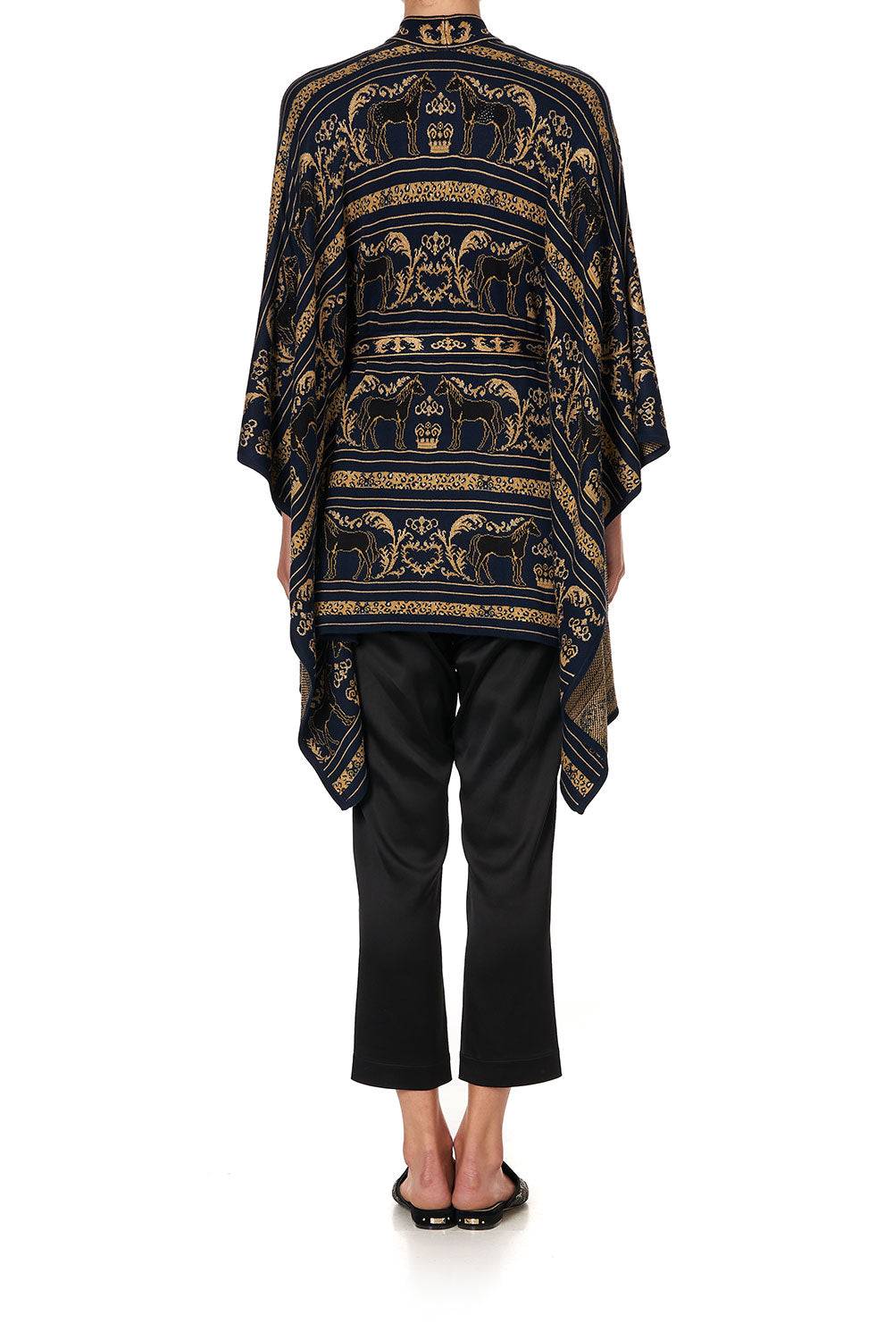 SHORT KNIT PONCHO WITH TIE PUNK OF PRIMROSE