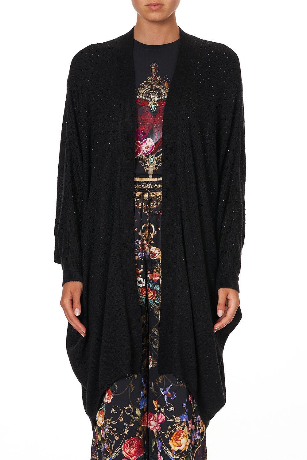 SOFT KNIT PONCHO WITH CRYSTALS BLUSHING MANOR