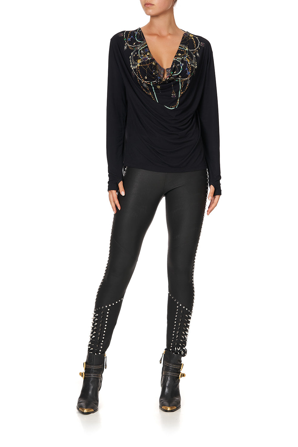 ELASTIC WAISTBAND LEGGING LEATHER