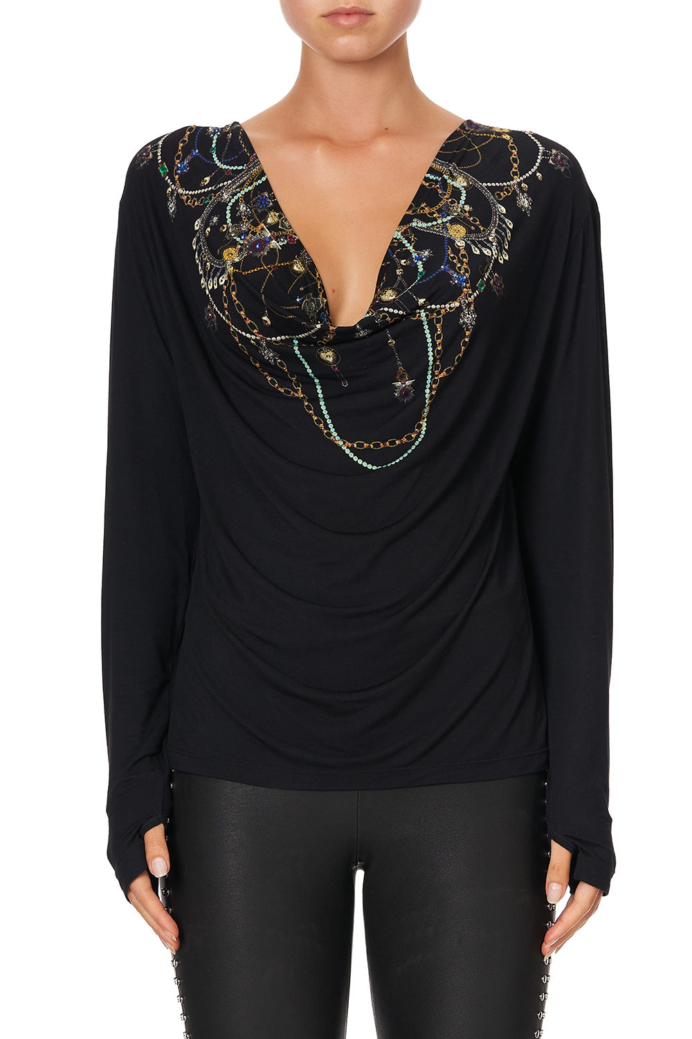 COWL BACK LONG SLEEVE TEE PUNK OF PRIMROSE