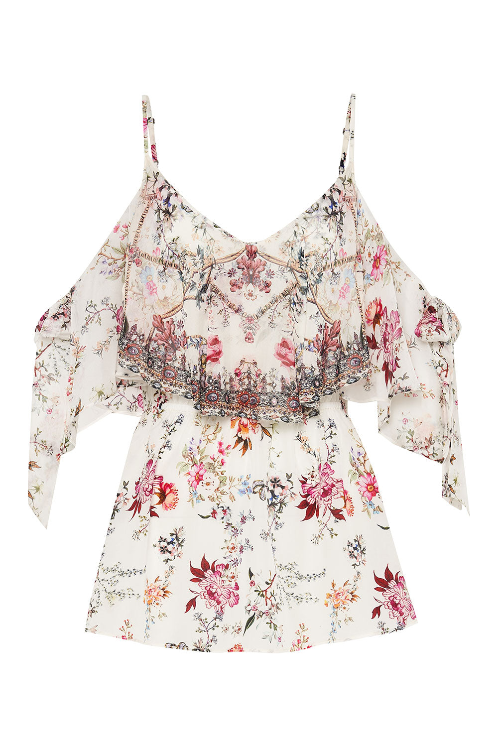 RUFFLE TOP WITH TIE SLEEVE LONDON LOOMS