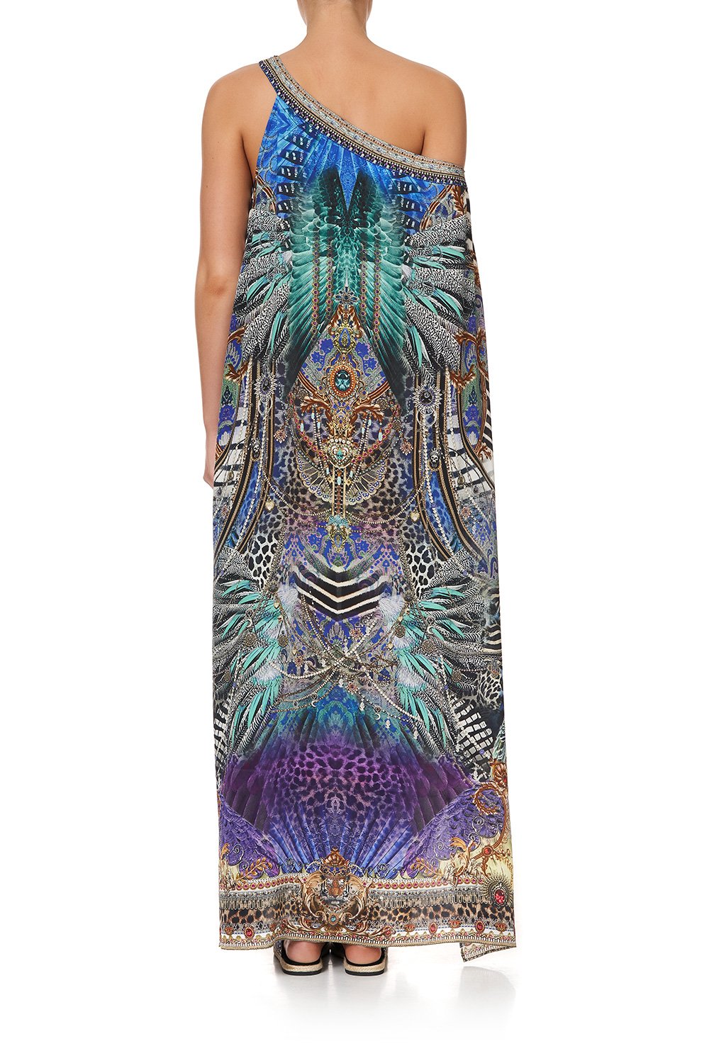 ONE SHOULDER KAFTAN WITH NECKBAND ANIMAL ARMY