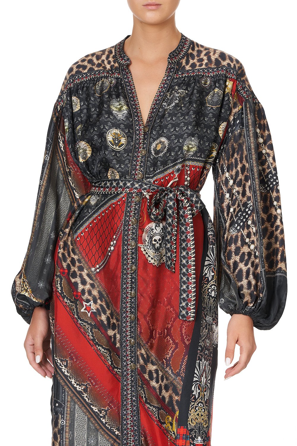 BLOUSON SLEEVE MIDI DRESS LONDON CALLING