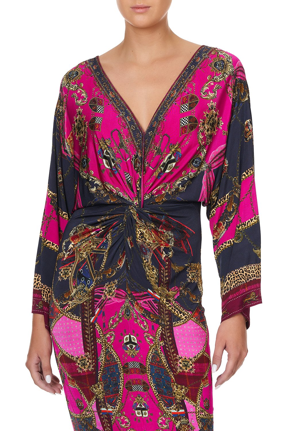 LONG SPLIT FRONT TWIST DRESS DINING HALL DARLING