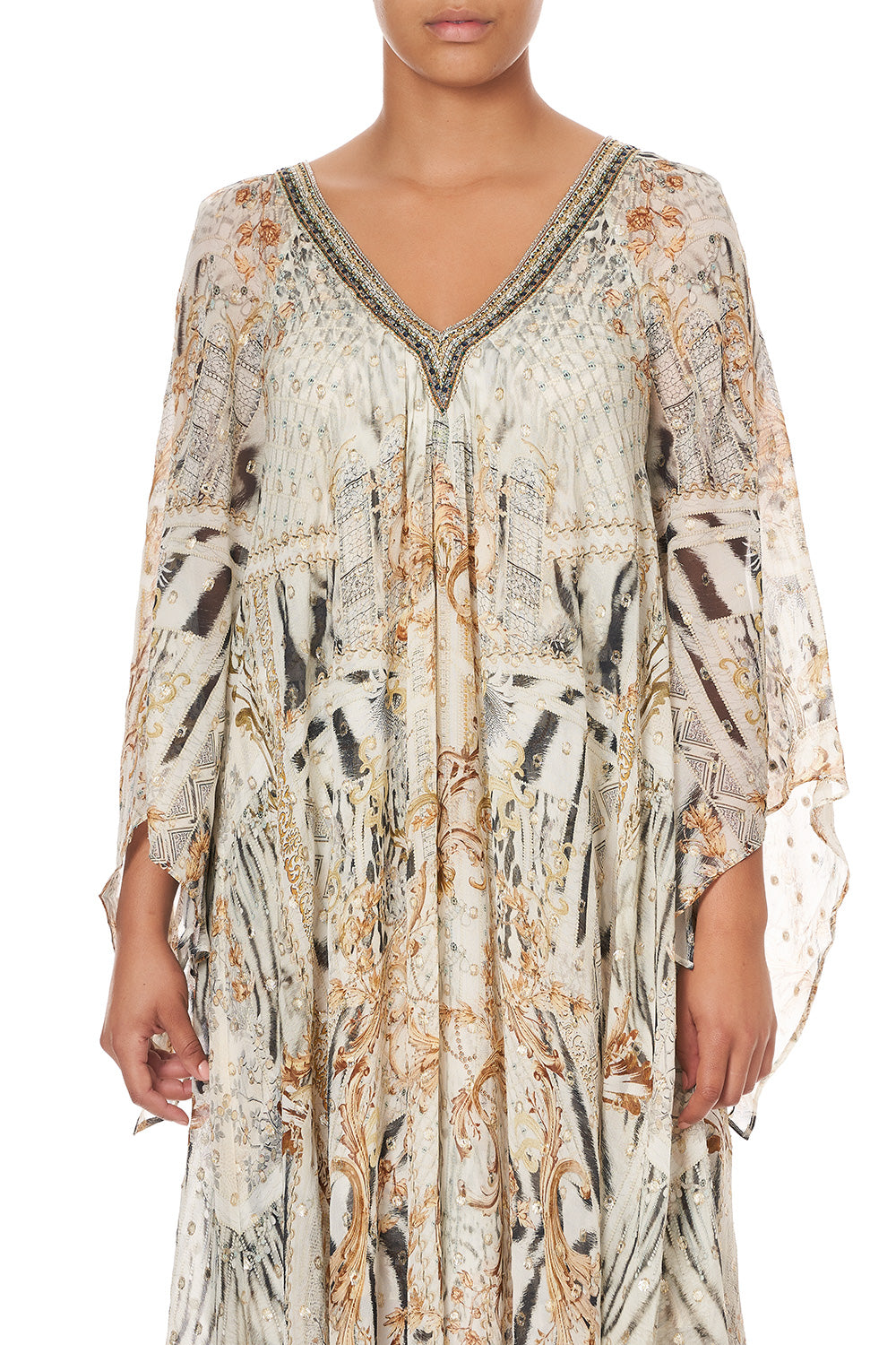 PLEAT SLEEVE LONG DRESS GATES OF GLORY