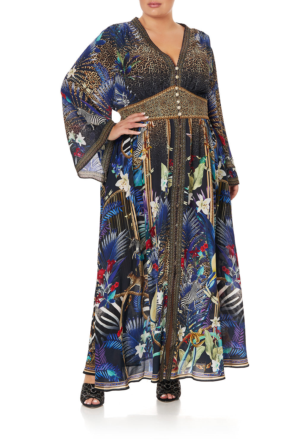 KIMONO SLEEVE DRESS WITH SHIRRING DETAIL RAINBOW ROOM
