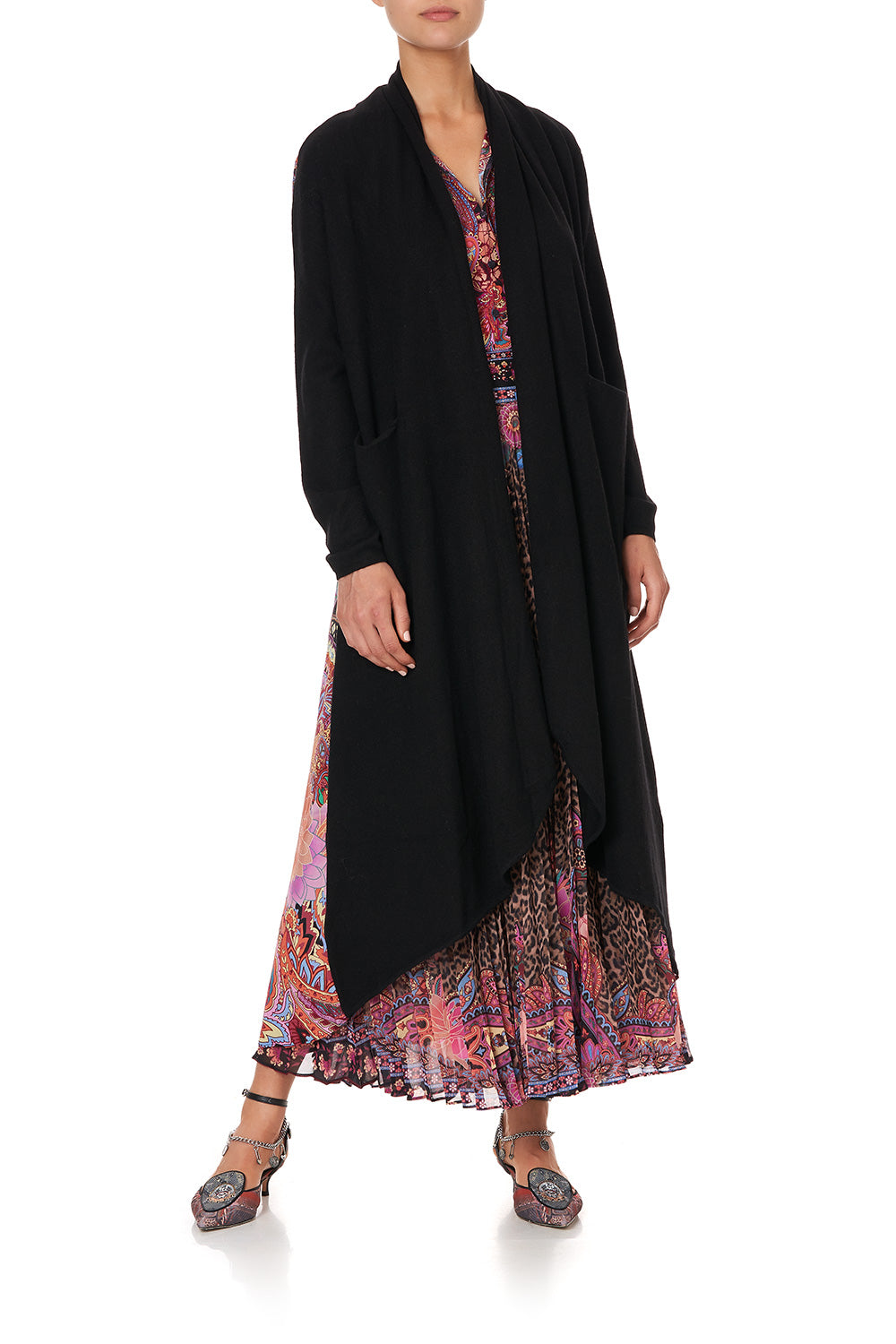 KNITTED CASUAL JACKET WITH SILK BACK SWINGING SIXTIES