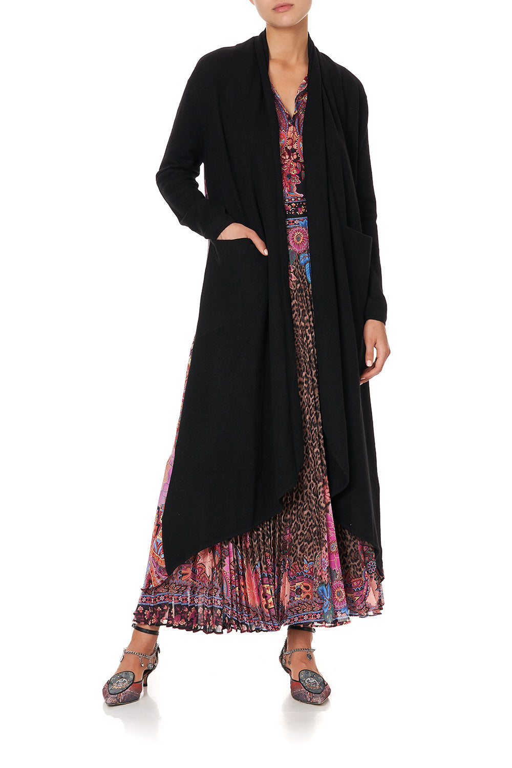 KNITTED CASUAL JACKET WITH SILK BACK SWINGING SIXTIES