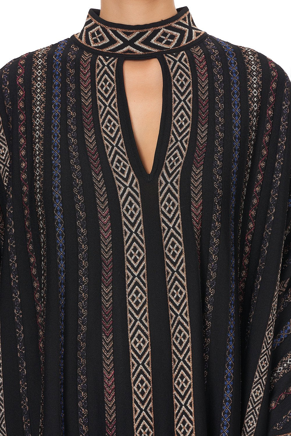 KNITTED KAFTAN WITH NECKBAND SWINGING SIXTIES