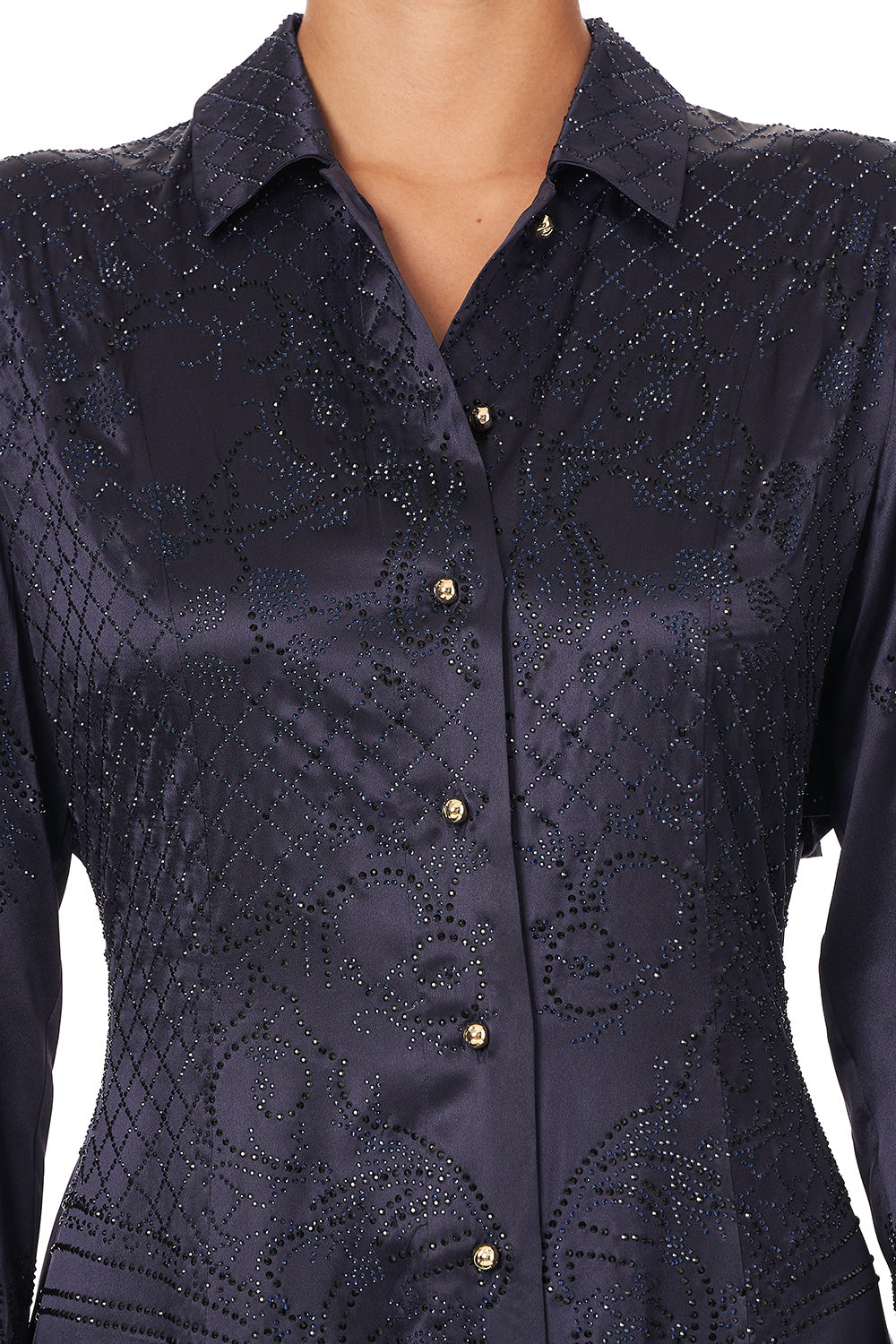 PRINTED TRENCH LUXE NAVY