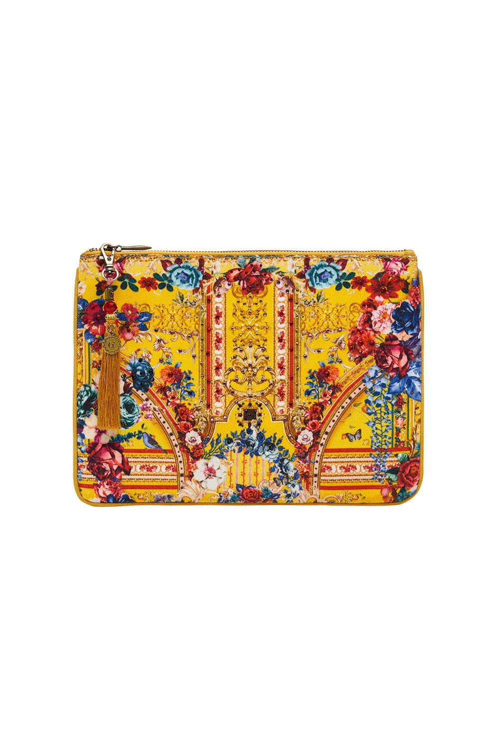 SMALL CANVAS CLUTCH CROWNED ROSES