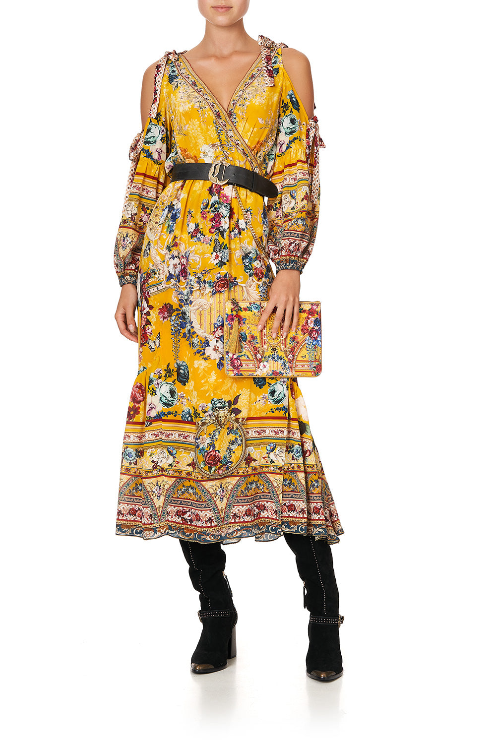 SMALL CANVAS CLUTCH CROWNED ROSES