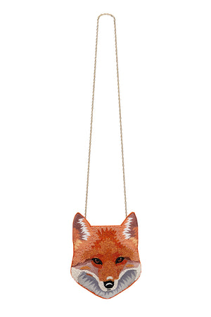 FOX BEADED BAG WITH CHAIN PATCHWORK HEART