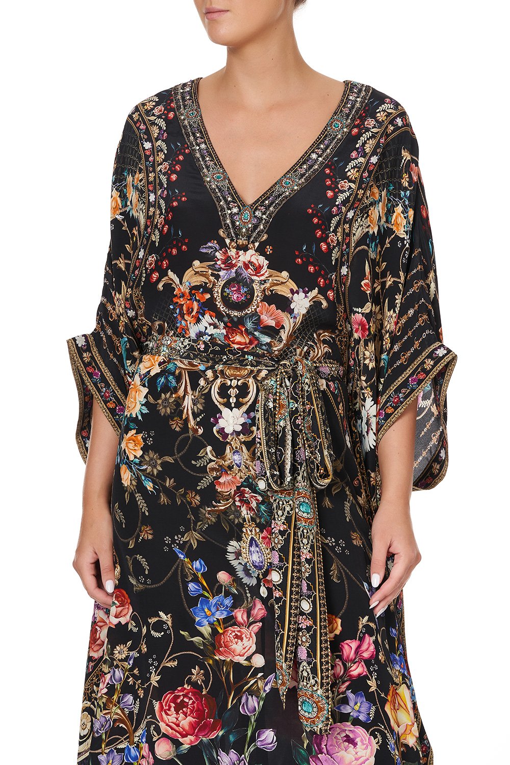 KAFTAN WITH V-NECKBAND AND BELT BLUSHING MANOR