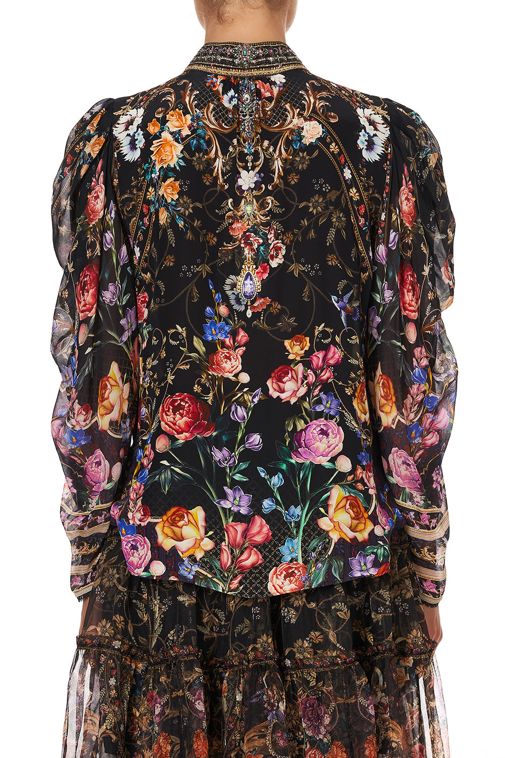 PINTUCK BLOUSE WITH DRAPED SLEEVE BLUSHING MANOR