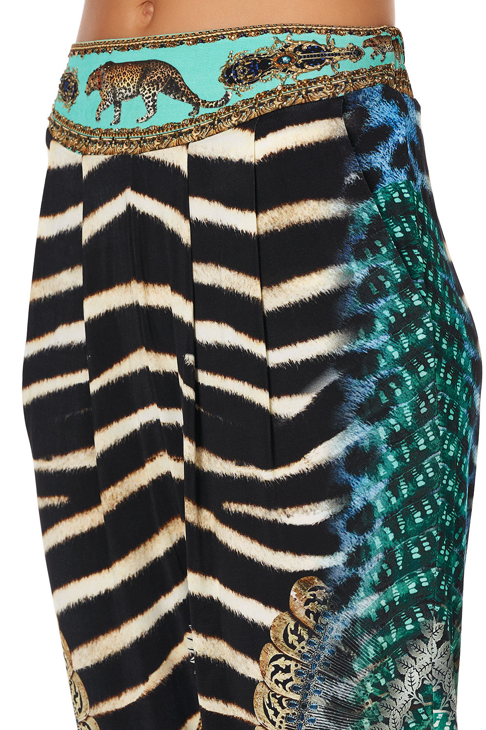 HAREM PANTS WITH FRONT PLEATS ANIMAL ARMY