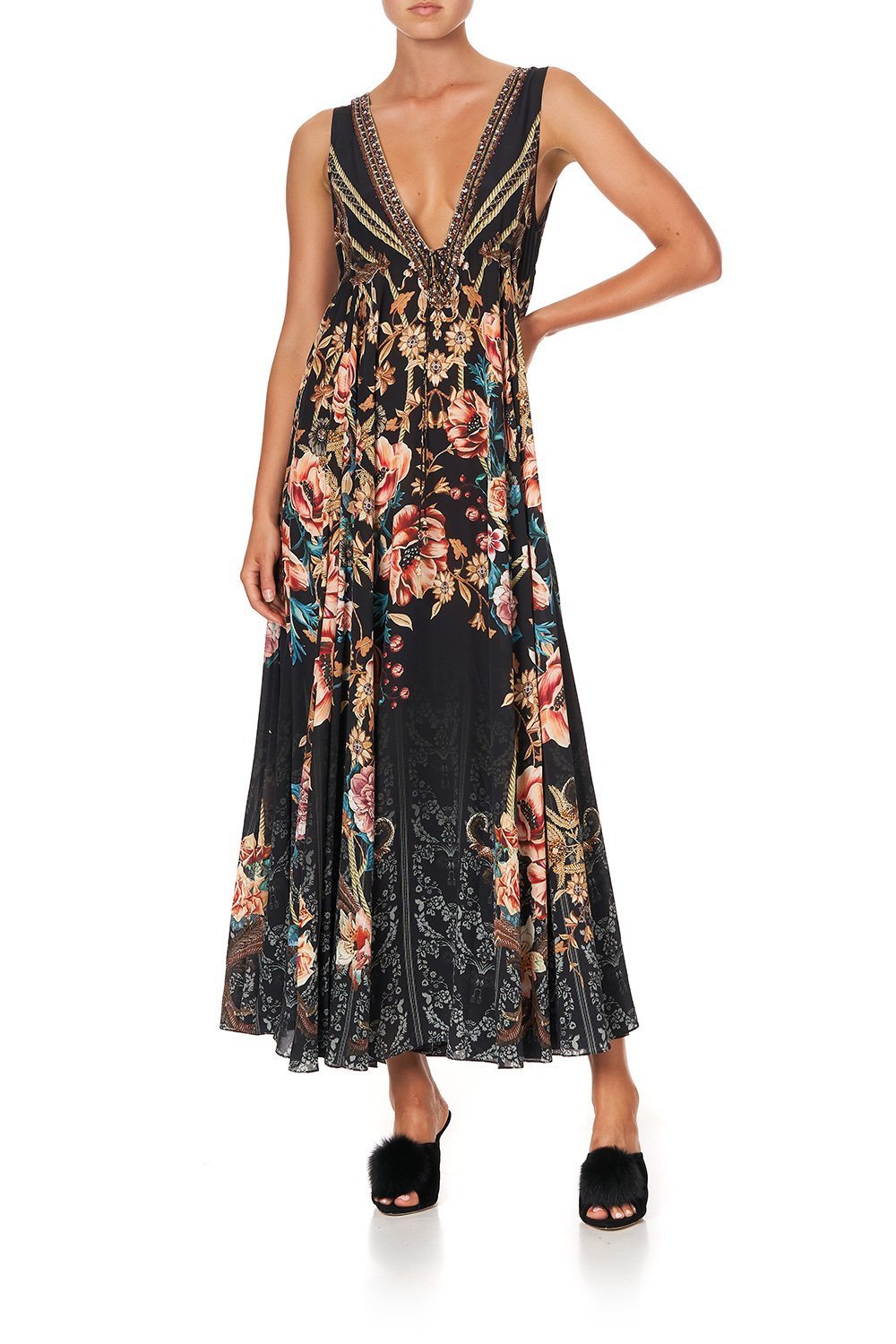 LONG V NECK DRAWSTRING DRESS BELLE OF THE BAROQUE