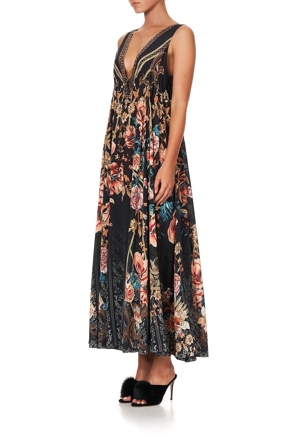 LONG V NECK DRAWSTRING DRESS BELLE OF THE BAROQUE