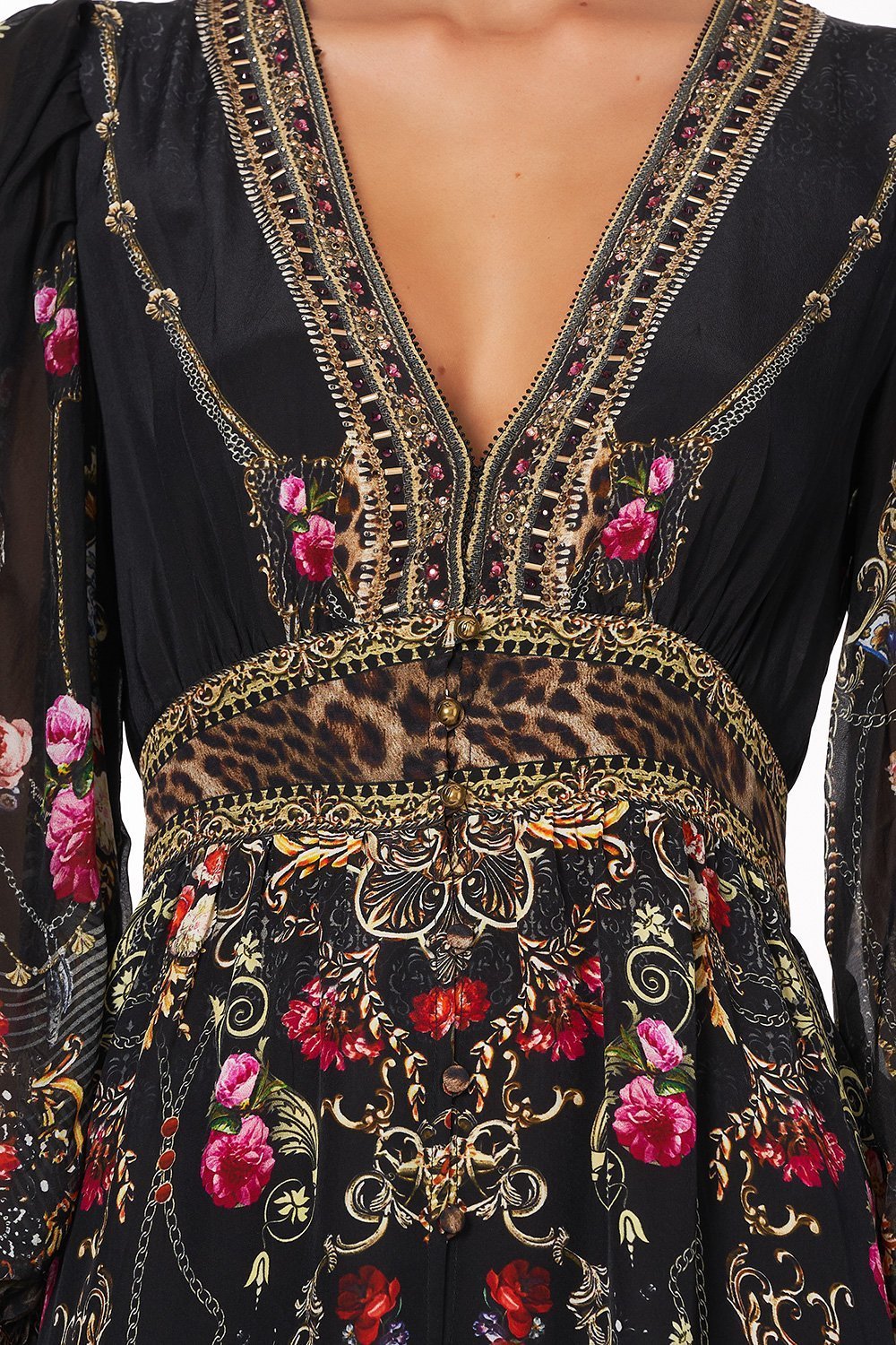 BUTTON FRONT FRILL DRESS GOTHIC GODDESS