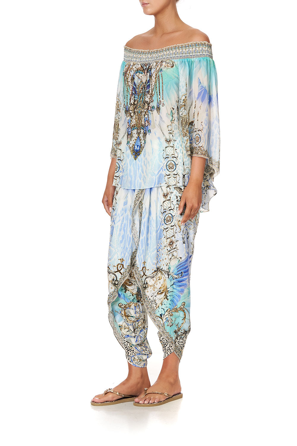 OFF SHOULDER SHIRRED BLOUSE GATSBYS GIRL