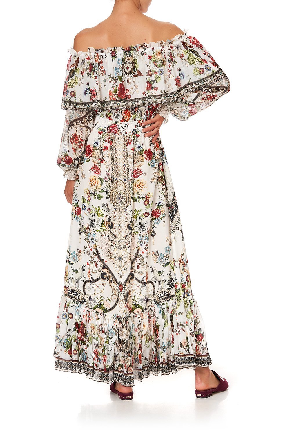 RUFFLE HEM LONG DRESS SHAKESPEARES GARDEN