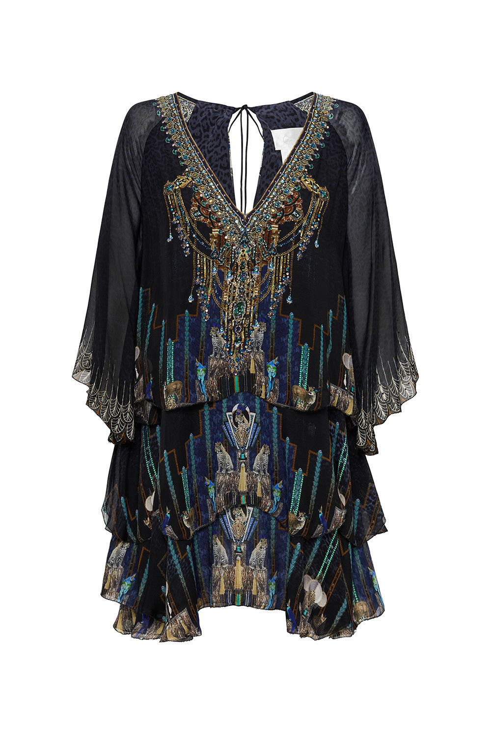 LAYERED FRILL SHORT DRESS DRIPPING IN DECO